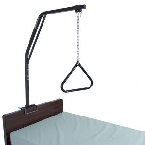 Trapeze Bar Trapeze bar connected to the end of a bed